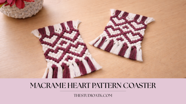 Macrame Heart Pattern Coaster | Reversed Double Half Hitch Knot